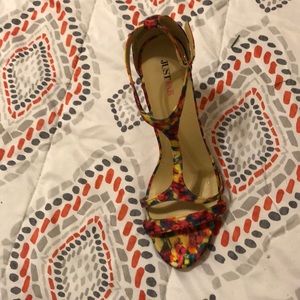 Floral open toe heels